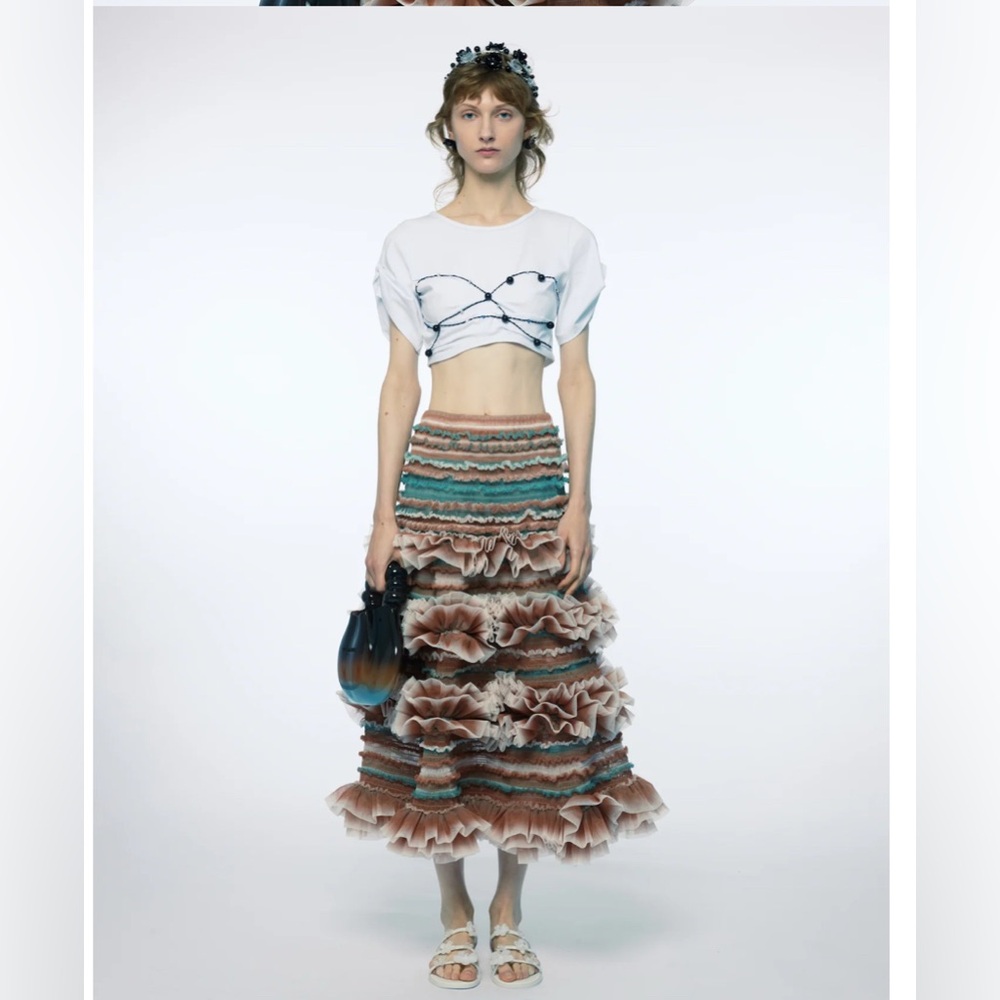 Susan Fang Beaded Crochet Jersey Tee